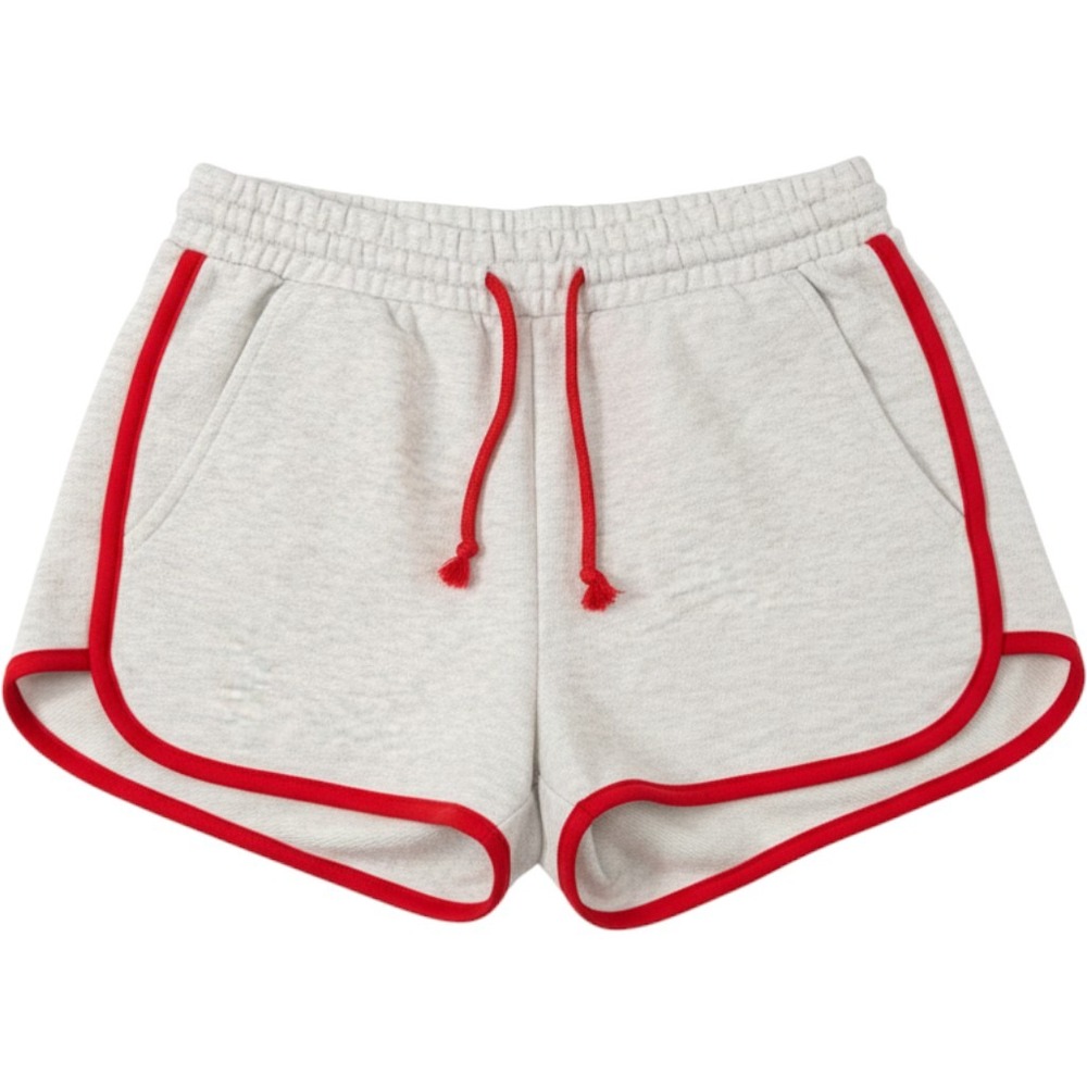 Wild Fable Dolphin Shorts Women Small Gray Red Good Fleece Drawstring